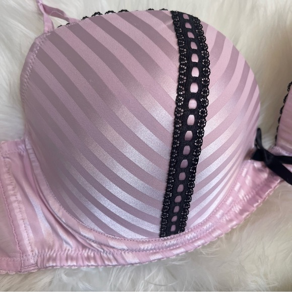 36D VS Victoria’s Secret Sexy little things pink stripe Bra  ruffle garter skirt - Picture 6 of 16